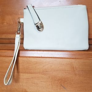 NEW Cream vegan leather clutch wristlet purse